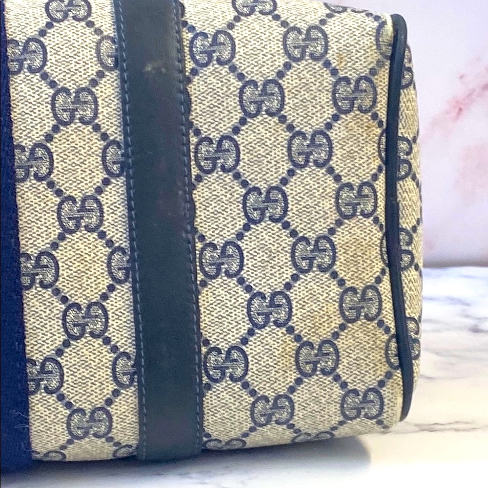 GUC Vintage (1980) Gucci GG Sherry Blue & Cream Women's Bag - Picture 12 of 13